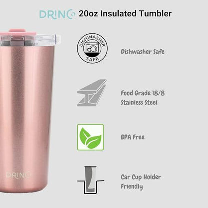 Drinco - 20 oz Stainless Steel Tumbler | Double Walled Vacuum Insulated Mug With Lid, 2 Straws, For Hot & Cold Drinks (20oz Chupa) - color: 20oz Chupa