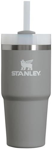STANLEY Quencher H2.0 Flow State Tumbler, 14 oz, Stone | Straw and 3-Position Lid | Cup Holder Compatible for Travel | Insulated Stainless Steel Cup | BPA-Free - color: Stone, style: Classic