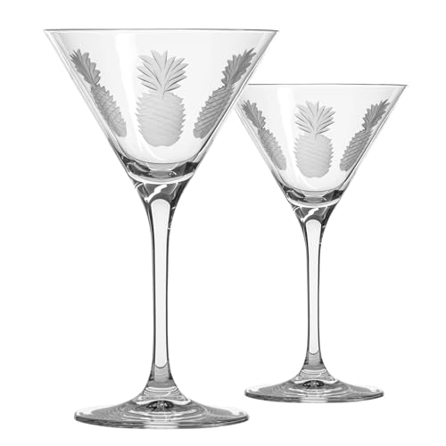 Rolf Glass Fresh Pineapple Martini Glass | Lead-Free Glasses | Proudly Made in the USA | Engraved Nautical Sailboat Martini Glasses | Set of 2 - color: Martini, size: Set of 2