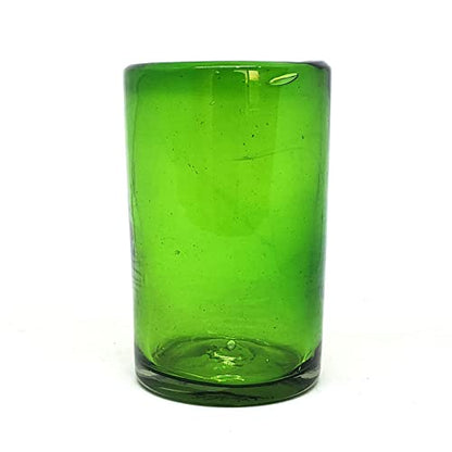Solid Emerald Green 14 oz Drinking Glasses (set of 6), Recycled Glass, Lead-free, Toxin-Free (14oz Drinking) - color: Green, size: 14 oz