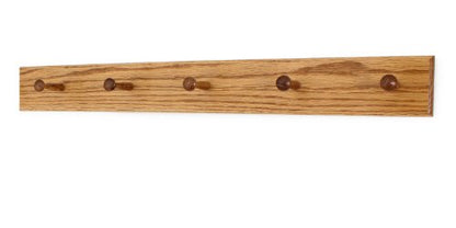 Solid Oak Shaker Peg Rack Made in The USA - Golden Oak Stain Stain 29 x 3.5 Inches with 5 Pegs - color: Golden Oak, size: 29" x 3.5" with 5 pegs
