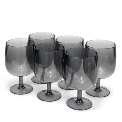 Yalin Set of 6 Unbreakable 12 oz Acrylic Plastic Wine and Water Tumbler Stackable Goblets. (Gray, 12 oz) - color: Gray, size: 12 oz