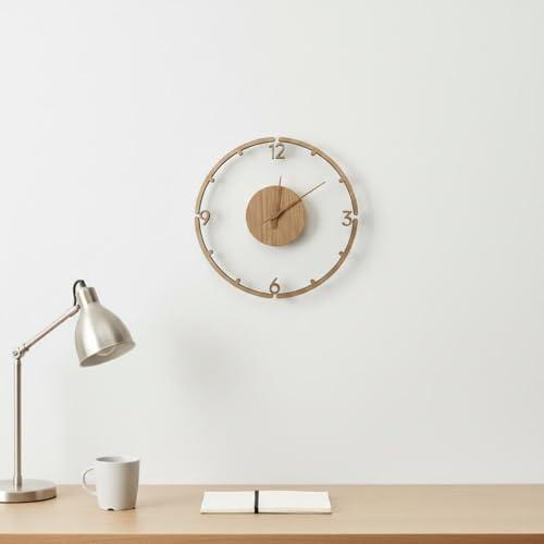 Clock Minimalist Wall Clock Decorative Clock Timepiece with Wood Grain Dial Acrylic Layer and Three Hands Suitable for Living Rooms bedrooms Work Areas entryways