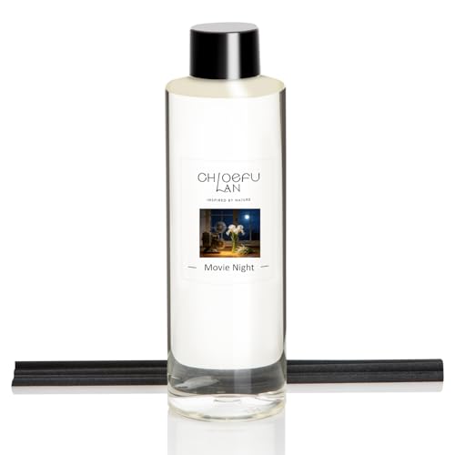 Chloefu LAN Movie Night Reéd Diffuser Refill 200ml/6.76 fl oz, Natural Essential Scented Oil, Best for Aromatherapy, SPA and Home, 0% Alcohol, Free Set of Sticks - color: Movie Night