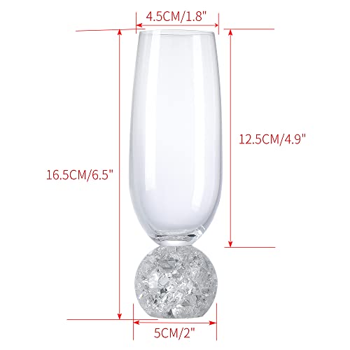 Hanjue Lead-free Crystal Champagne Glasses Set of 4, 7 Oz Clear Champagne Flutes - Ideal for Gifts,Parties, Wedding, Christmas - Long-lasting and Reusable Bar Glassware - color: Fracture balls