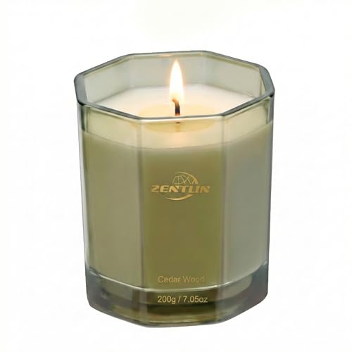Birthday Candles Cedar Cypress - Octagonal Jar Scented Soy Wax Candle - Aromatherapy Candle for Yoga, Meditation, Bath - Stress Relief Gifts for Women & Men - 7.05 oz, 50 Hours Burn Time - color: Green