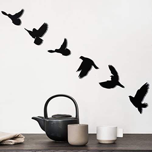 LZAOA Black Birds Wall Decor, 6PCS Metal Wall Art Decorative for Living Room, Bathroom, Kitchen, Indoor/Ourdoor Metal Wall Art Decor(Black-Set of 6 Birds) | 6 Pcs Metal Wall Art Decorative for Living Room, Bathroom, Kitchen, Indoor/Ourdoor