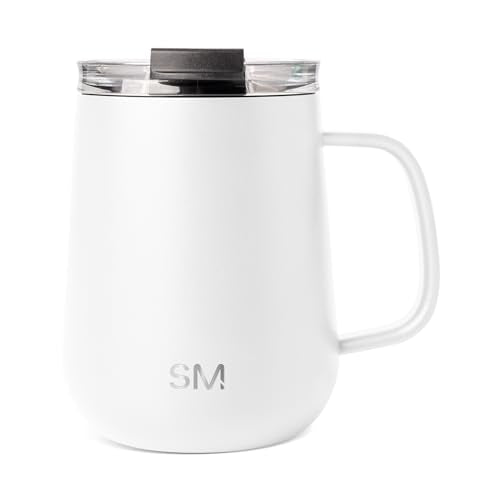 Simple Modern Travel Coffee Mug with Lid and Handle | Reusable Insulated Stainless Steel Coffee Tumbler Tea Cup | Gifts for Women Men Him Her | Voyager Collection | 12oz | Winter White - color: -Winter White