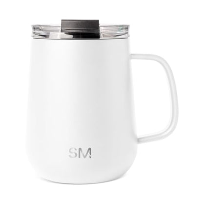 Simple Modern Travel Coffee Mug with Lid and Handle | Reusable Insulated Stainless Steel Coffee Tumbler Tea Cup | Gifts for Women Men Him Her | Voyager Collection | 12oz | Winter White - color: -Winter White