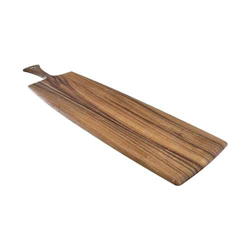 Ironwood Acacia Wood Provencale Paddleboard, XL Rectangular Serving Board | 30" Long With Handle, 24.5" x 8" Serving Surface | Beautiful Acacia Wood Charcuterie Board | XL Centerpiece Board With Handle - size: 30"L x 8"W