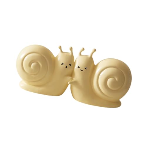 2X Decorative Bookends Cute Snails Ceramic Book Ends Non Slip Book Stopper for Shelf Home Bookshelf Desk Decor 6.10x5.35 Inch- Yellow - color: Yellow