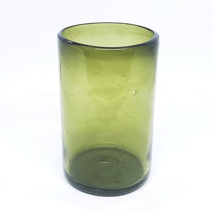 Solid Olive Green 14 oz Drinking Glasses (set of 6), Recycled Glass, Lead-free, Toxin-Free (14oz Drinking) - color: Olive Green, size: 14 oz