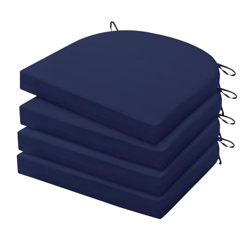 HARBOREST Outdoor Chair Cushions Set of 4, Water Resistant Patio Chair Cushions with Ties, Outdoor Seat Cushions for Patio Furniture, 17"x16"x2", Navy - color: Navy, size: 17"x16"x2" (4 Pack)
