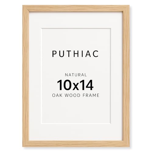 10x14 Solid Oak Wood Picture Frame, Natural Oak, 1 Pack | Minimalist oak frame; fits 8x10 with mat or 10x14 without; wall display for family photos, art prints, or gallery walls - color: Beige-1P, size: 10x14