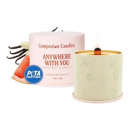 Anywhere with You Pet-Friendly Scented Candle – Grapefruit & Vanilla Fragrance - Coconut Soy Wax Candle with Wooden Wick, Approx. 50-Hour Burn Time, Made in USA, 11.8 oz - color: Anywhere with You