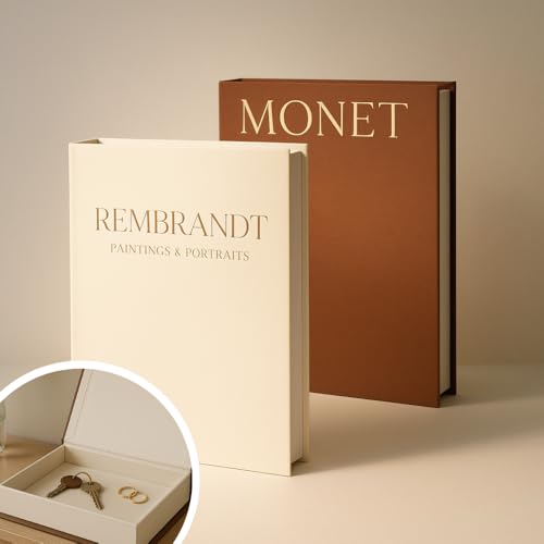 Faux Book Storage Boxes – Linen Decorative Books for Home Decor, Coffee Tables, Bookshelves, Photo Storage, Gifts, Keepsakes, Scrapbooking (2-Pack, Beige/Brown) - color: (2-Pack, Beige/Brown)