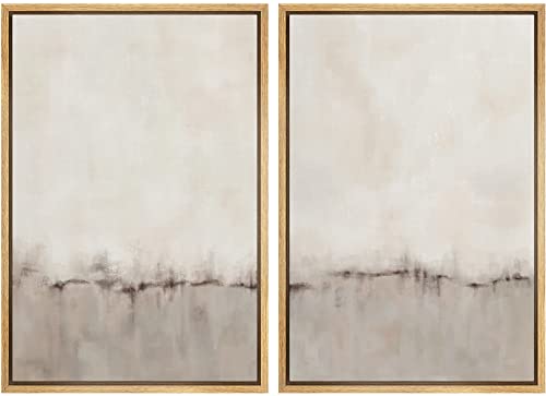 MUDECOR Framed Canvas Print Wall Art Set Watercolor Pastel Duotone Tan Landscape Abstract Shapes Illustrations Modern Art Decorative Contemporary for Living Room, Bedroom, Office - 24"x36"x2 Natural - color: Bs06-2203-win13, size: 36"L x 24"W, style: Natu