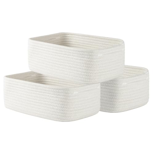 KALLAX Small Woven Storage Basket for Organizing, 12 x 8 x 4.5 inch, 3 Pack | Shelf baskets for closet organization, toy storage and home decor, Perfect as empty gift baskets for holidays, Off White - color: Off White, size: 12"L x 8"W x 4.5"H