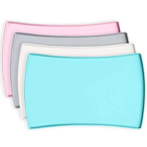 CatGuru Premium Cat Food Mat, Silicone Feeding Mat for Food and Water Bowls | Extra-high raised edge contains spills. Waterproof, non-slip 100% food-grade silicone protects floors/ Large, Aruba - color: Aruba, size: L: 24" x 14"
