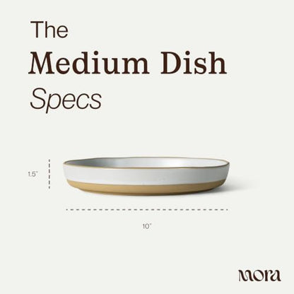 Mora Medium Dishes Set of 4, 35oz Ceramic Pottery Pasta Plate/Wide Bowls - Microwave, Oven and Dishwasher Safe - Night - color: Night