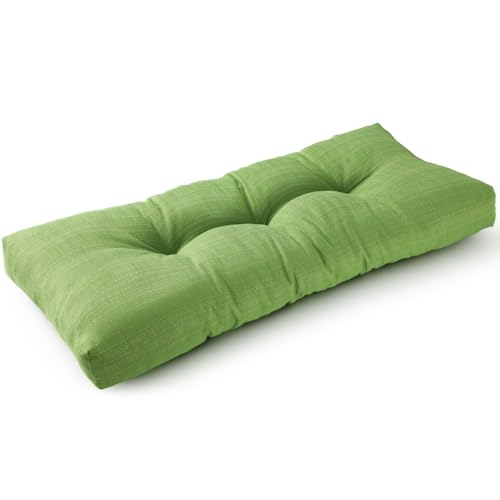 SUNROX LokGrip Non Slip Tufted Memory Foam Bench Cushion, FadeShield Water Resistant Durable Thicken Outdoor/Indoor Bench Seat Pads 42x16x4 inch, Apple Green - color: Apple Green, size: 42x16 Inch (Pack of 1)