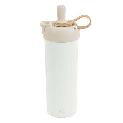 Glad Sip & Chug Insulated Water Bottle - Skinny Stainless Steel Tumbler with Straw and Chug Lid - Leak Resistant Double Walled Metal for Hot and Cold Drinks, 23oz, Beige - color: Beige