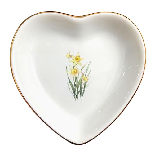 March Daffodil Flower Ring Dish-Yellow Floral Jewelry Dish for Hippie,Nature,Pace-January Flower for Mom,Mother-in-law,Step Mom,Godmother,Aunt,Grandma,Sister,Friend-Virgo Birthday Gifts - style: 3 - March (Daffodil)
