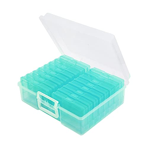 4" x 6" Photo Storage Case with Handle, 16 Inner Photo Organizer Keeper, Extra Large Storage Picture Boxes, Seed Storage, Transparent Craft Keeper (Green) - color: Green