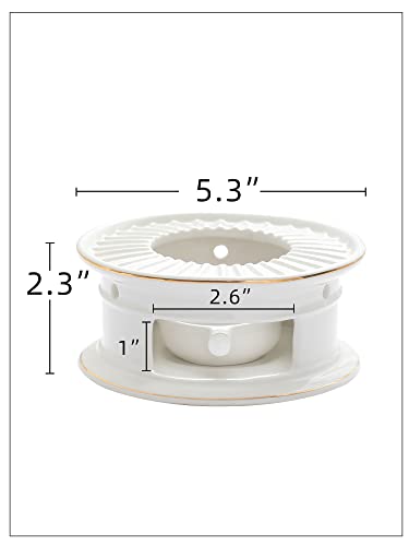 CHENP.HMC Teapot Warmer, Ceramic Tea Warmer with Tealight Holder(White) | Teapot Heater for Heating Coffee, Milk, Tea Light Heater, Candle Warmer