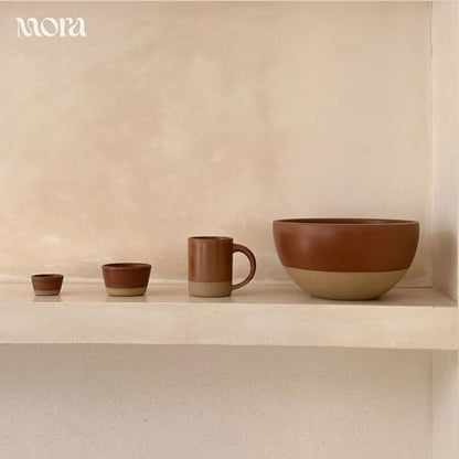 Mora Medium Mugs Set of 4, 16oz Ceramic Pottery Latte Mugs/Coffee Cups - Microwave and Dishwasher Safe - Terracotta - color: Terracotta