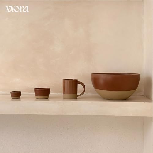 Mora Medium Mugs Set of 4, 16oz Ceramic Pottery Latte Mugs/Coffee Cups - Microwave and Dishwasher Safe - Terracotta