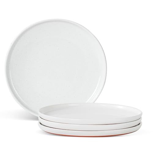 Ceramic Dinner Plates, 10.25 Inch, Set for 4, Elegant White | Flat Dish Design, Microwave & Dishwasher Safe, Perfect for Family and Entertaining, For Steak, Sandwiches, Pizza, Pasta - color: White, size: Dinner Plates Set (4PCS)