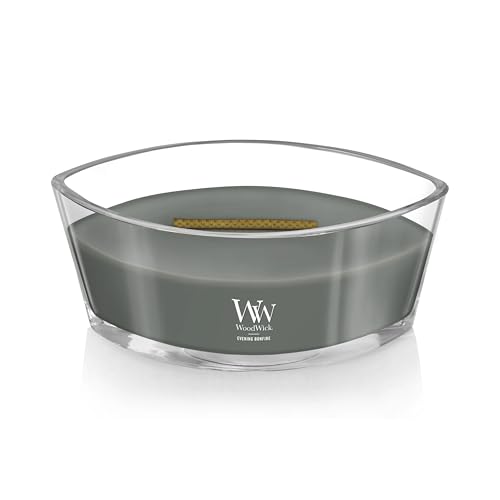 WoodWick Evening Bonfire Holiday Candle Gifts for Women and Men, 16 oz Ellipse Candle with Crackling Wick (Pack of 2) - color: Evening Bonfire, size: 16oz (Pack of 2)