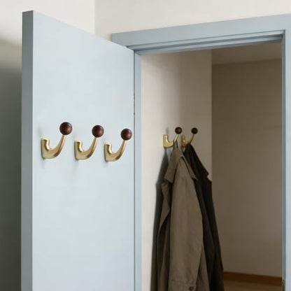 wall-Mounted Light Luxury Coat Hooks, Used for Hanging Coats, Hats, Scarves and Towels, Suitable for Entrance Halls, bathrooms and bedrooms (2, 7110Copper Wire Drawing + Walnut Wood) - color: 7110Copper wire drawing + walnut wood
