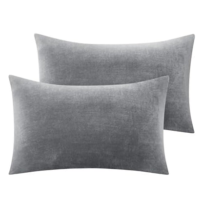 BEDELITE Flannel Pillowcases Standard Set of 2, Gray, 20x26 Inches | Super Cozy Fuzzy Velvet Pillow Shams with Zipper Closure, Soft Fleece Pillowcases for Bedroom, Sofa, Couch, All-Season Use - color: Gray, size: 26" x 20" (Pack of 2)