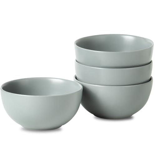 Cereal Bowls Set of 4, 24 oz Bowls for Kitchen, Ceramic Bowls for Salad, Fruit, Breakfast, Dessert, Stoneware Soup Bowls, Dishwasher & Microwave Safe, Pebble Gray - color: Pebble Gray, size: Set of 4