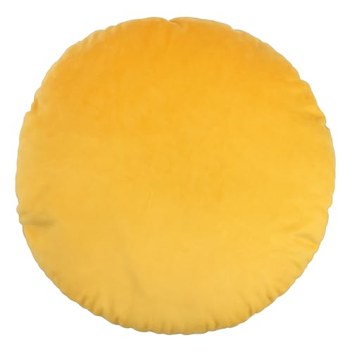 Marsrut Circle Pillow Cover, Solid Color Round Throw Pillow Covers, 18 Inches Velvet Pillow Sham, Soft Warm Decorative Cushion Case for Bed, Sofa, Floor, Home Decoration (Yellow)