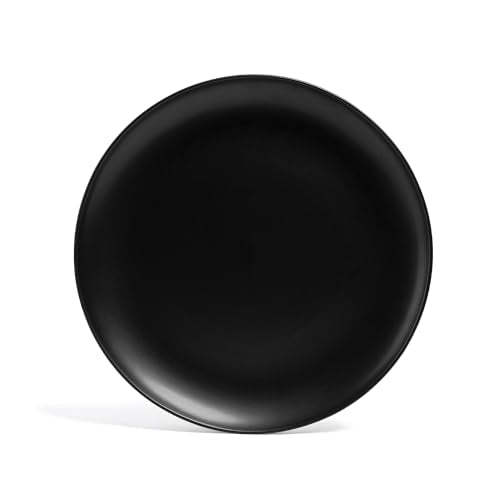 over&back Coupe Stoneware Serving Platter - Elegant 1-Piece Round Serving Platter to Complete Your Kitchen Set - 13.1" x 13.1" - Semi-Matte Black - color: Black, size: Round Platter