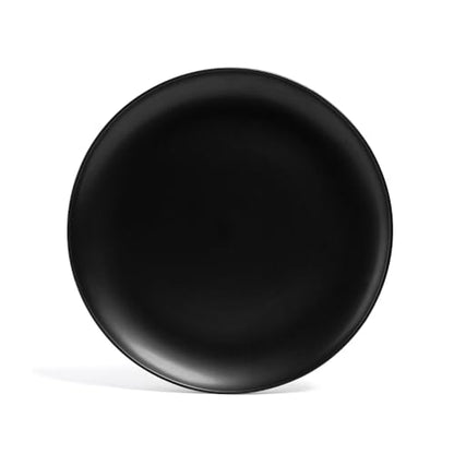 over&back Coupe Stoneware Serving Platter - Elegant 1-Piece Round Serving Platter to Complete Your Kitchen Set - 13.1" x 13.1" - Semi-Matte Black - color: Black, size: Round Platter