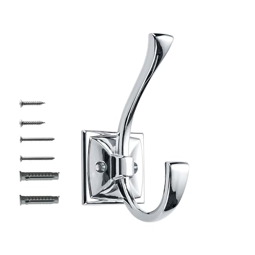 Wall Hooks,5 Pack Coat Hooks Hardware Towel Hooks for Hanging Coats Polished Chrome Robe Hooks Wall Mounted with Screws for Key, Towel, Bags, Cup. - color: Polished Chrome