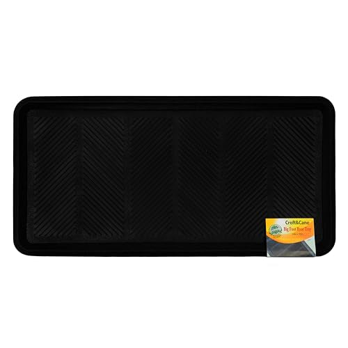 Croft&Cane Rubber Boot Tray - Black 16x32 inch Large Waterproof Shoe Tray | Heavy Duty Big Foot Indoor Outdoor Boot Mat with Raised Edges - Slip Resistant Entryway Garage Pet Feeding Multi-Purpose Mat - size: 1'4" x 2'8" (Rectangular)