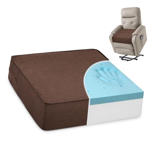 Shinnwa Gel Memory Foam Recliner Cushion for Elderly, Extra Large Seat Cushion, Dual-Layer Foam Chair Pad for Couch, Armchair, Wicker Chairs, Floor, 20 × 20 × 5in, Caramel - color: Caramel, size: 20 × 20 × 5in