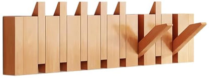 Wall Mounted Coat RackHooks Piano Key Hangers Natural Solid Wood Hanger Non-Woven Fabric Clothes Hangers for Closet, Kitchen, Bedroom, Bathroom, Entryway (Beech, 8 Hooks) - color: beech, size: 8 Hooks