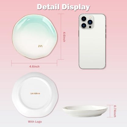 LUCKINEE Ceramic Jewelry Tray Round Ring Dish Trinket Dish Gifts for Women | Personalized Birthday Gifts for Mom Dad,Sisters and Friends,with 1pc Gold Puffy Letter Sticker A-Z, With 1pc Greeting Card - color: DIY Style 3 - A-Z