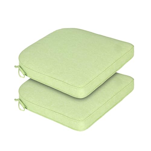 BPS 18 x 19 Inch Outdoor Chair Cushion Set of 2, Fade-Resistant and Water-Resistant Solution-Dyed Polyester Fabric Patio Chair Cushions with Straps for Outdoor/Indoor Dining Chairs - color: Green, size: 18''W x 19''D