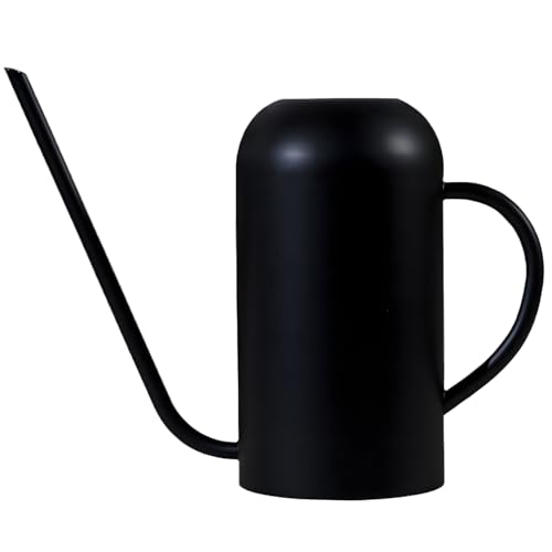 Watering Can Indoor Outdoor Plants, 50oz/1500ml Garden Long Spout Watering Cans, Stainless Steel Plants Watering Can Pot for Indoor House Plants Bonsai Flower Decorative - color: Black