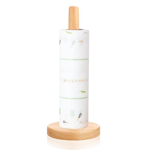 Wooden Paper Towel Holder, Round Bottom | Wooden Towel Holder Countertop, Farmhouse Paper Towel Holder for Kitchen Countertop & Dining Table