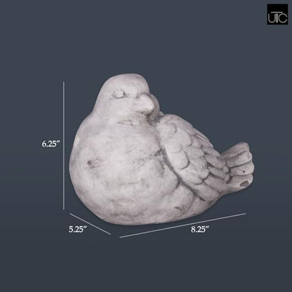 Small Cement Bird Statue, Gray Concrete Finish (8.25 X 5.25 X 6.25 In.) | Decorative Cement Bird Figurine With A Gray Concrete Finish, Ideal For Tables, Patios, Lawns, Yards, And Home Décor. - size: 8.25"x5.25"x6.25"H