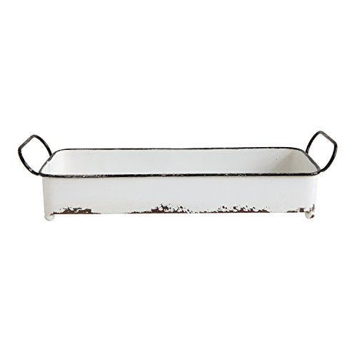 Creative Co-Op Decorative Rectangle Distressed Metal Tray - color: White
