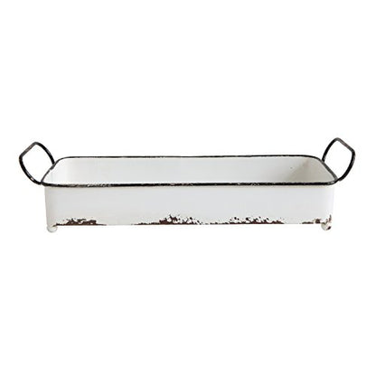 Creative Co-Op Decorative Rectangle Distressed Metal Tray - color: White